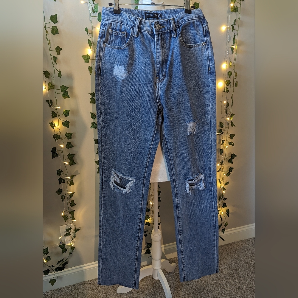 Pretty Little Things High Waisted Distressed Tall Size 4 Women's Blue Jeans